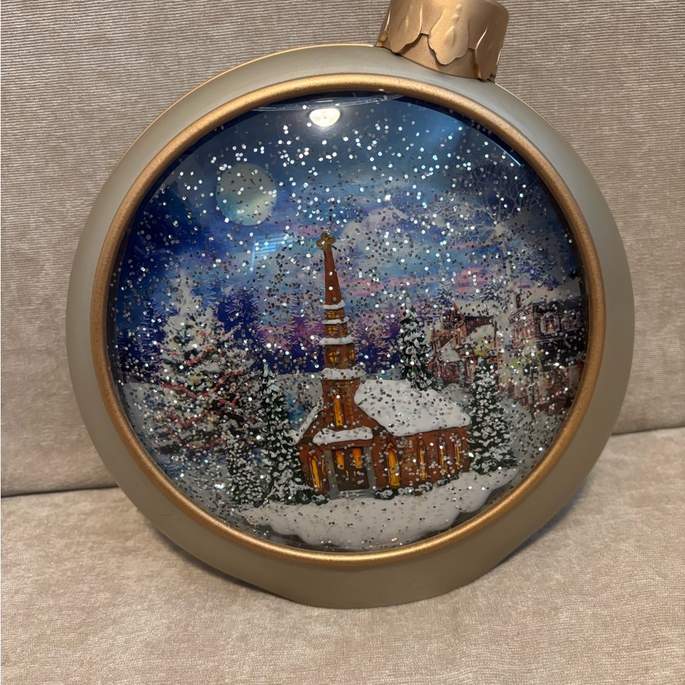 Gold Ornament Water Snow Globe Lighted Oversize Valerie Parr Hill as seen on QVC